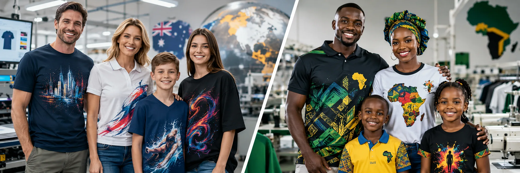 Custom printed T-shirts worn by buyers across export markets worldwide