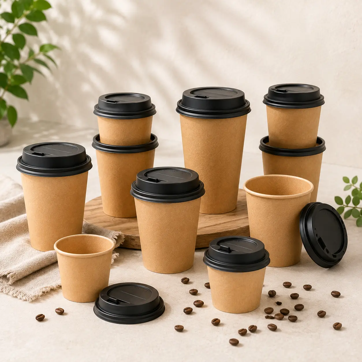 Kraft paper coffee cups