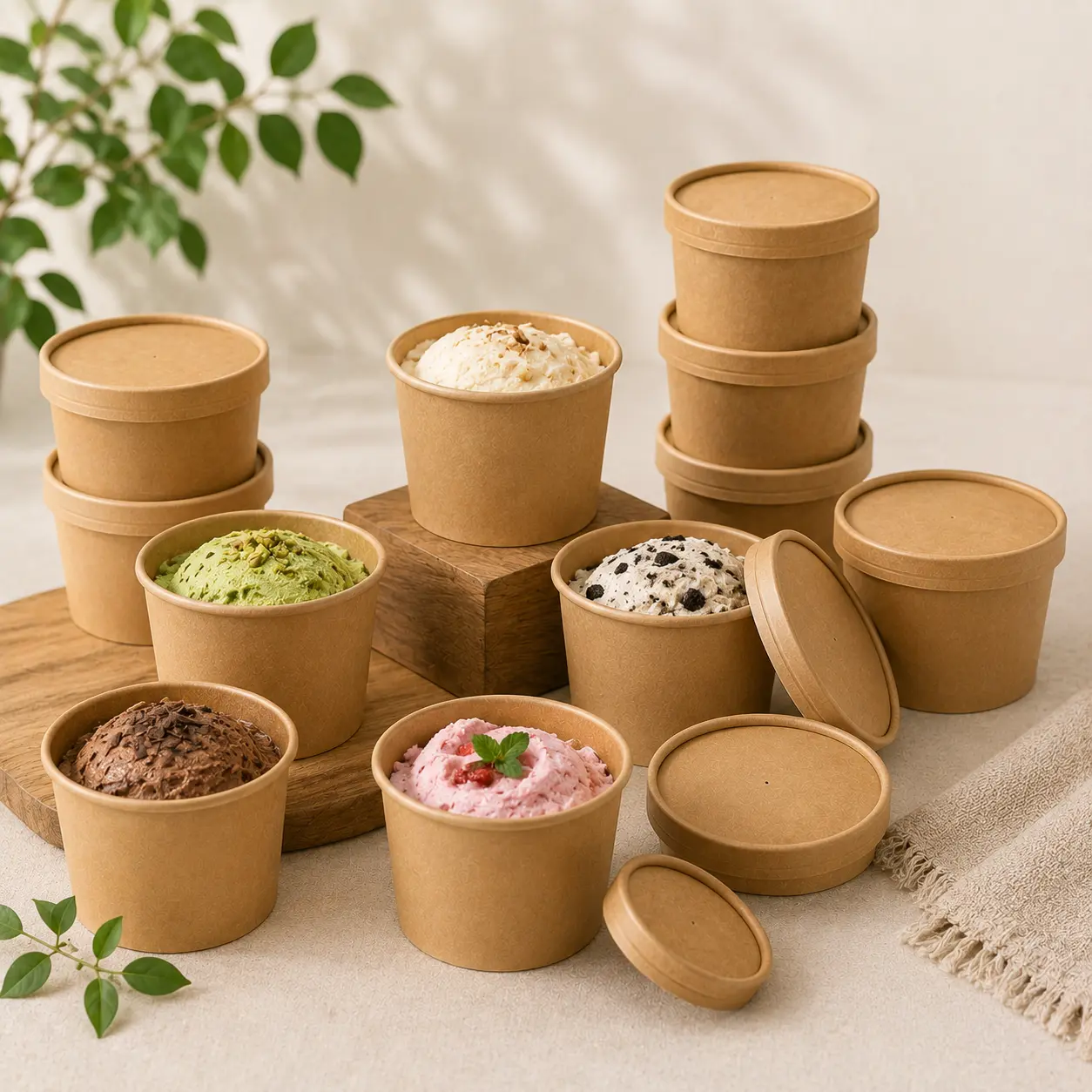 Kraft paper ice cream cups