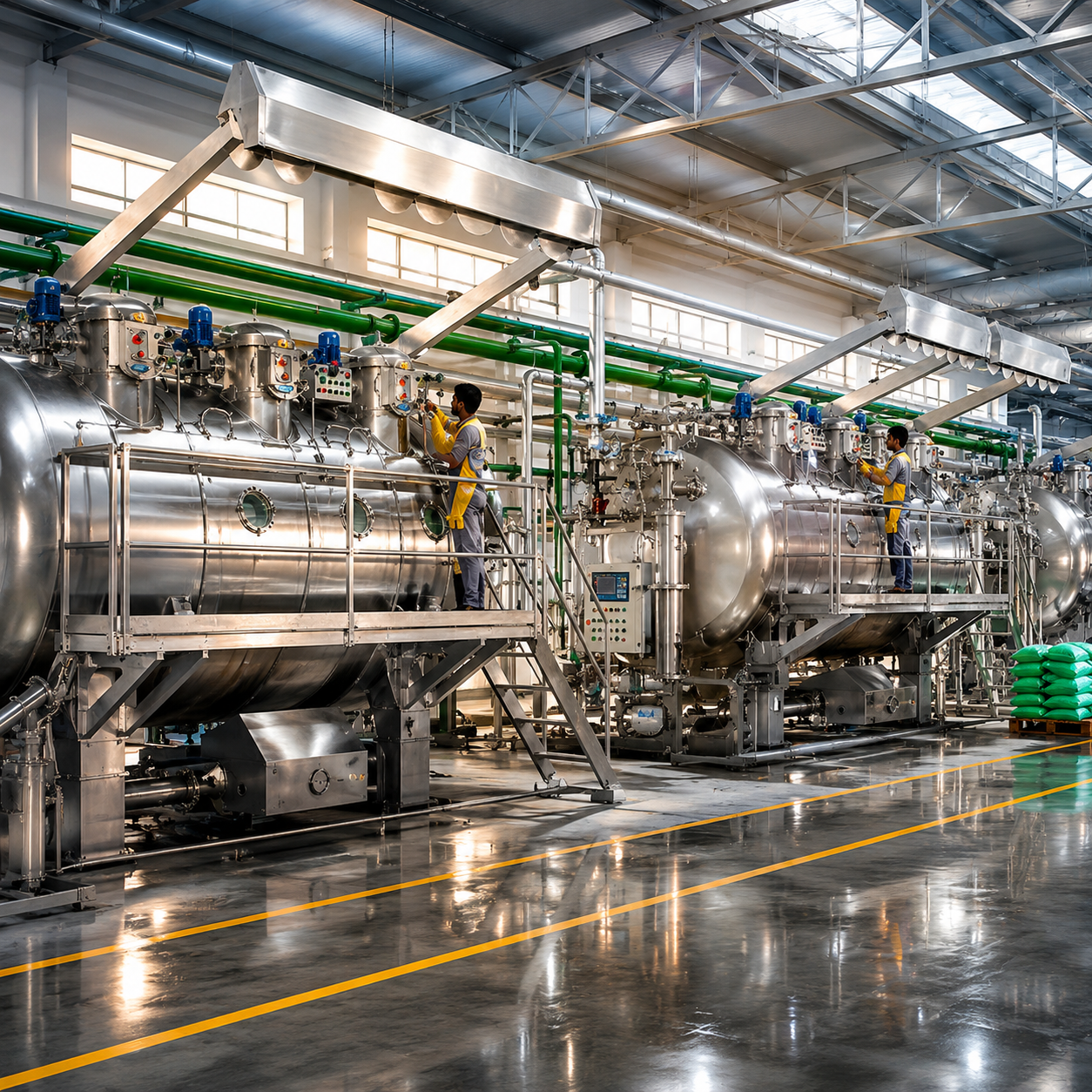 Quality processing plant with stainless steel tanks